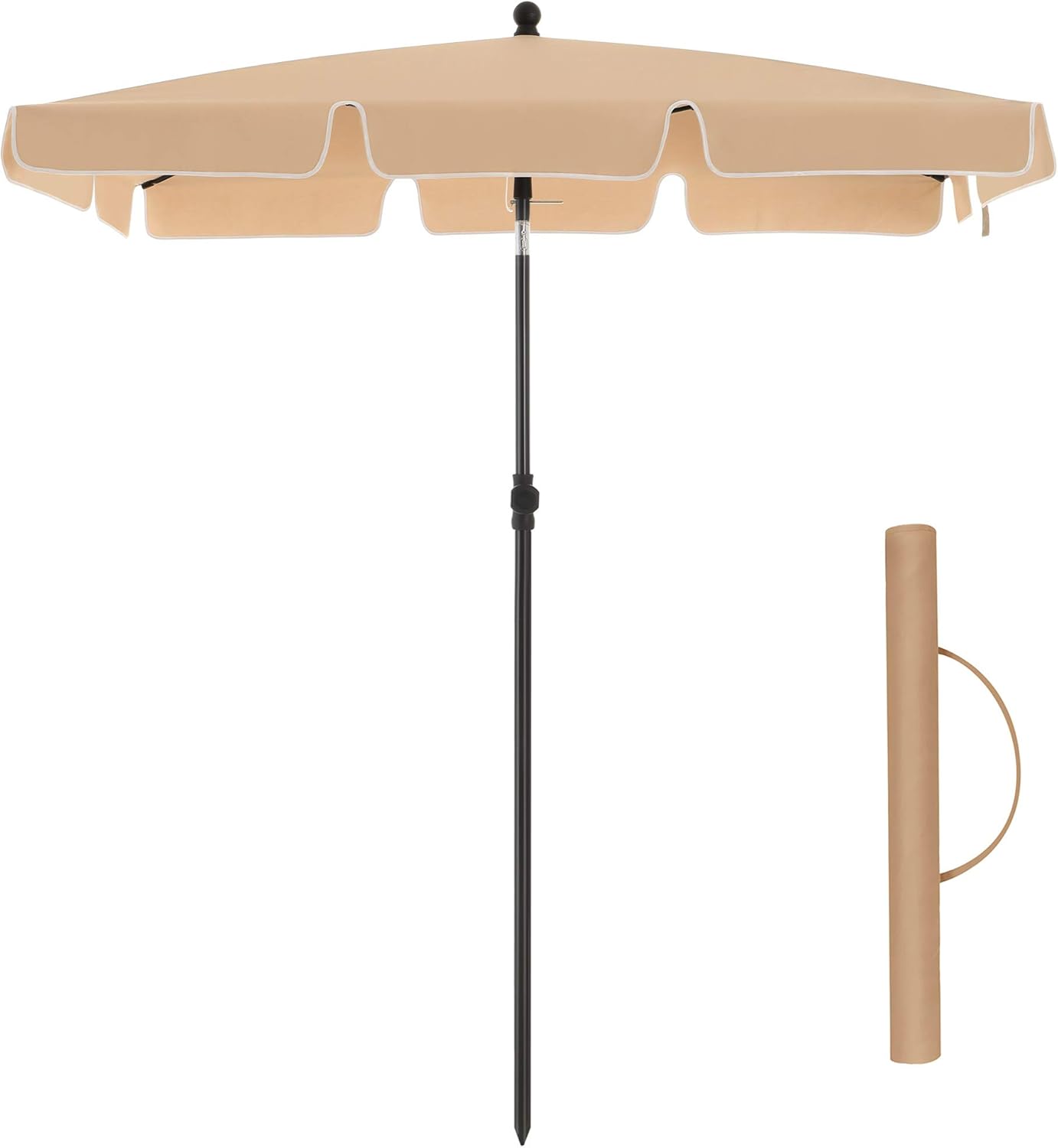 SONGMICS Umbrela terasa gradina sau plaja, inclinare 2 directii, protectie UV UPF 50+, 180x125 cm, maro taupe