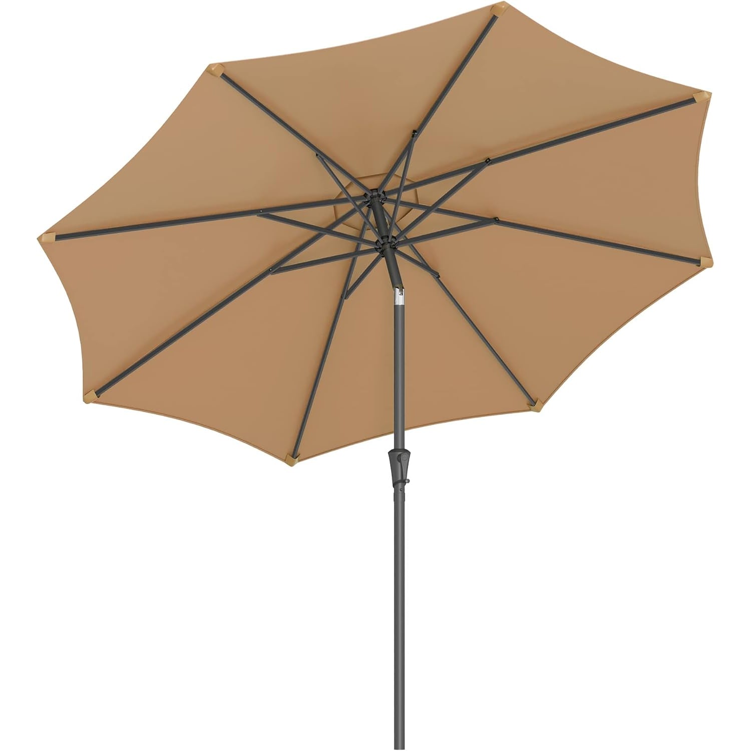 SONGMICS Umbrela de gradina, cu manivela pentru deschidere, sistem inclinare, 300cm, taupe