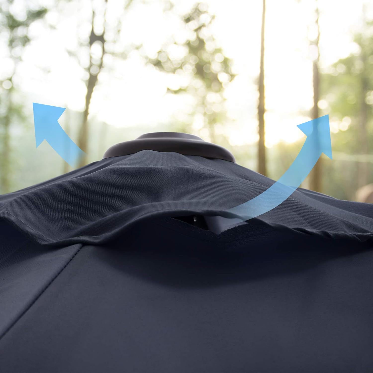 SONGMICS Umbrela de gradina, cu manivela pentru deschidere, sistem inclinare, 300cm, albastru inchis