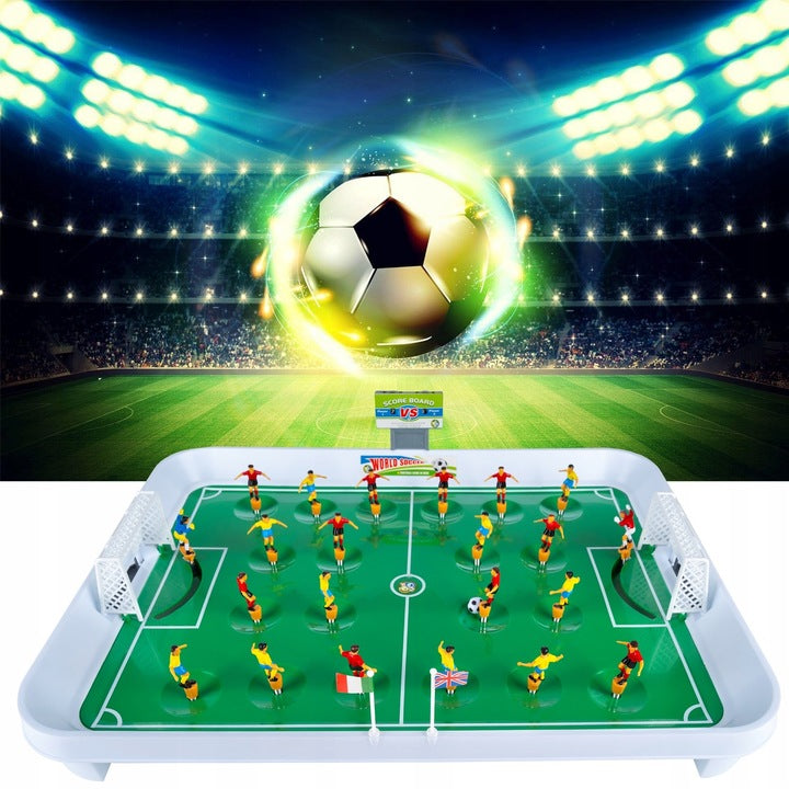 Joc fotbal de masa cu jucatori pe arc, set complet cu 22 figurine si tabla de scor, 50x37x13 cm