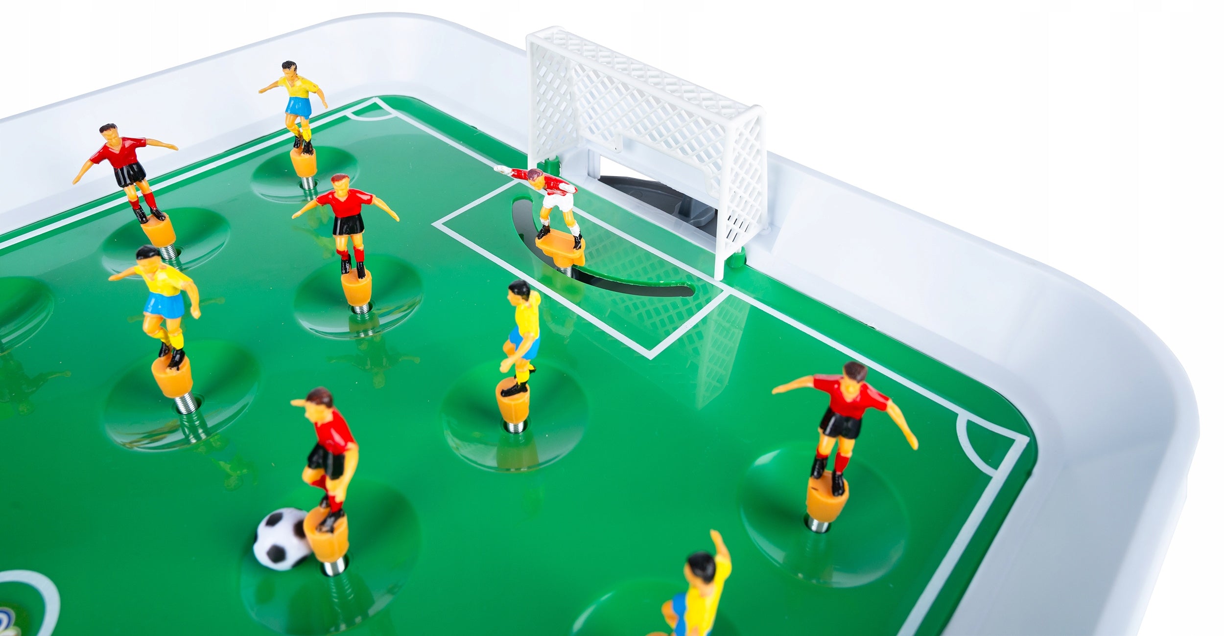 Joc fotbal de masa cu jucatori pe arc, set complet cu 22 figurine si tabla de scor, 50x37x13 cm