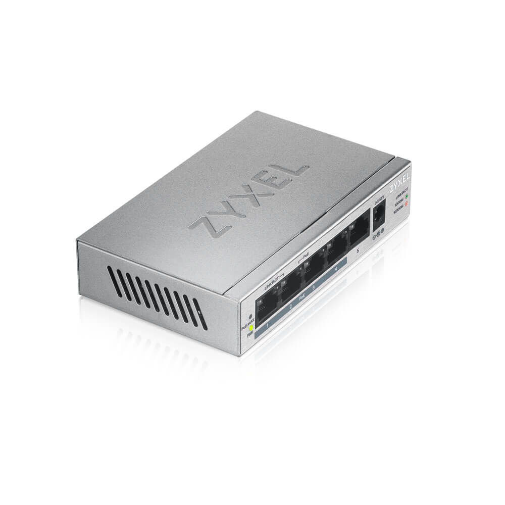 SWITCH PoE ZYXEL, "GS1005-HP"port Gigabit x 5, unmanaged, nerackabil, carcasa metalica, "GS1005HP-EU0101F"