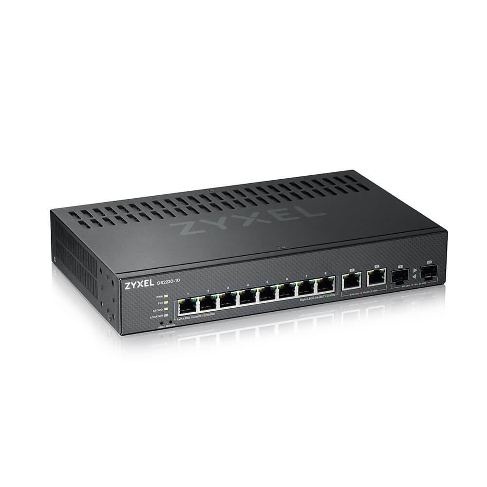 SWITCH ZYXEL, porturi Gigabit x 8, SFP x 2, managed, rackabil, "GS2220-10-EU0101F"