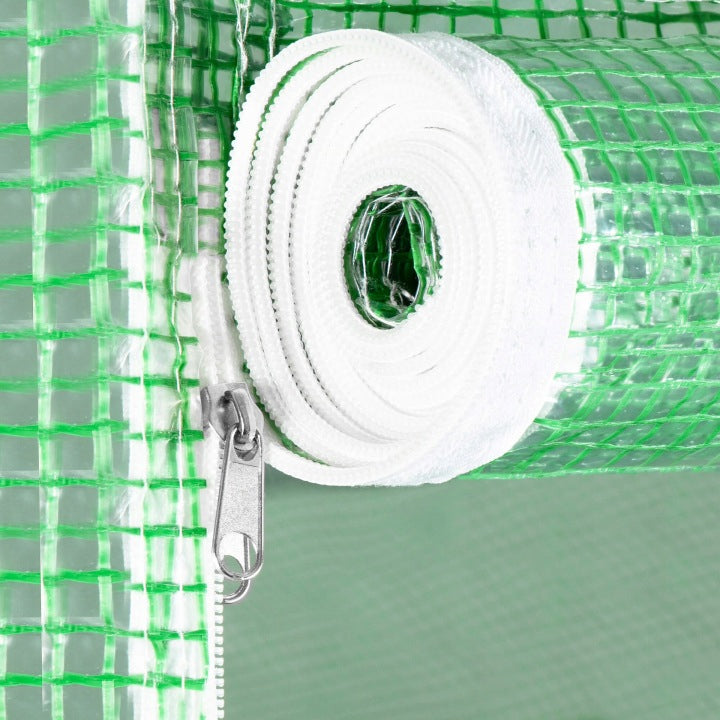 Folie pentru sera gradina 400x250x200 cm, 140 g/m², armata cu plasa, UV4, 9 ferestre, verde
