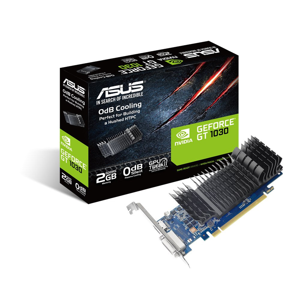 PLACA VIDEO ASUS NVIDIA GeForce GT 1030, 2 GB GDDR5 64 biti, PCI Express 3.0 x 8, HDMI, DVI, sistem racire aer pasiv, "GT1030-SL-2G-BRK"