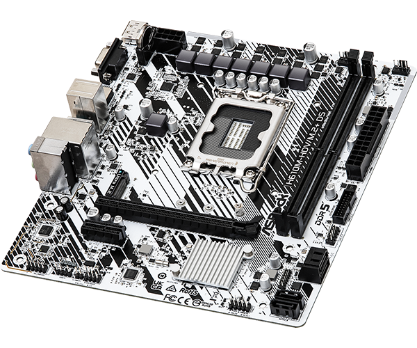 Placa de baza AsRock "H610M-HDV/M.2+ D5", skt. LGA 1700, chipset Intel H610, mATX, 2 x DDR5 max. 96 GB, USB 3.2 gen 1, 4 x SATA, 1 x M.2, PCIe 4.0, HDMI, DisplayPort, VGA, "H610M-HDV/M.2+ D5"