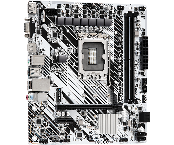 Placa de baza AsRock "H610M-HDV/M.2+ D5", skt. LGA 1700, chipset Intel H610, mATX, 2 x DDR5 max. 96 GB, USB 3.2 gen 1, 4 x SATA, 1 x M.2, PCIe 4.0, HDMI, DisplayPort, VGA, "H610M-HDV/M.2+ D5"