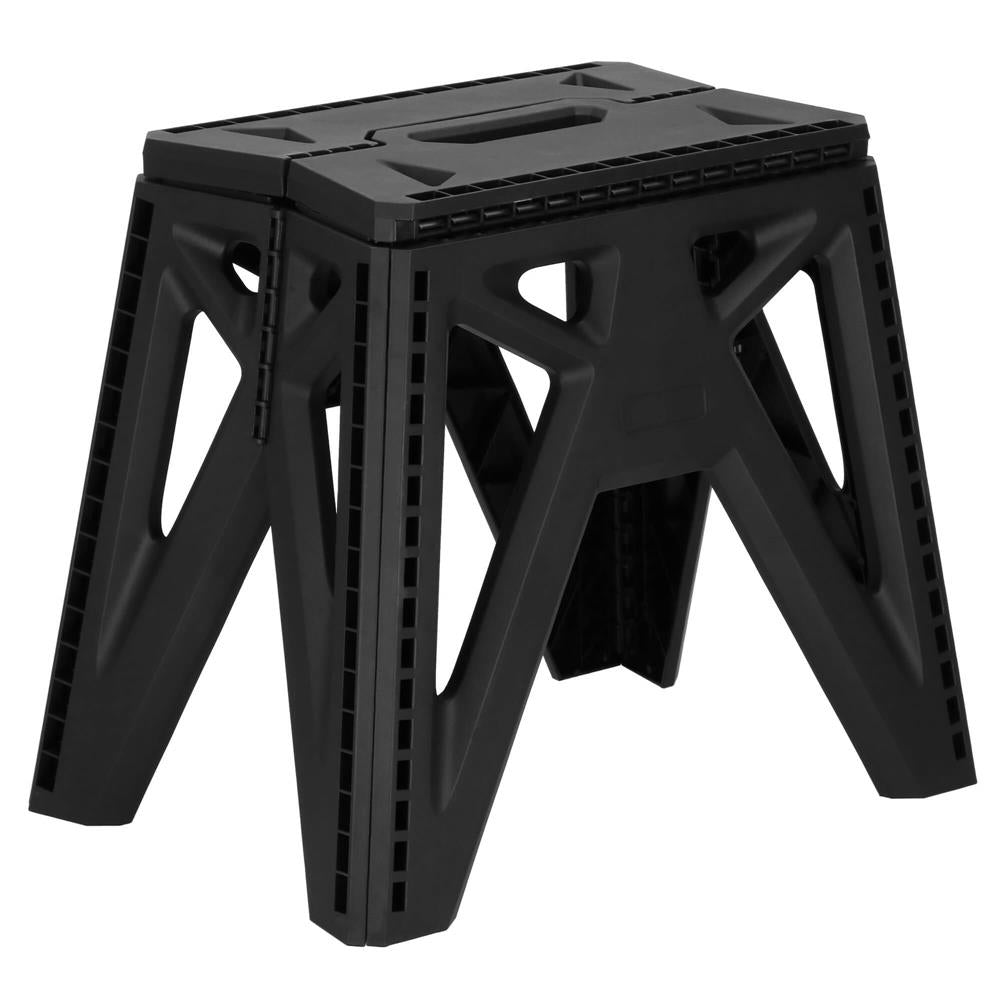 Scaun inaltator multifunctional tip scara, 150 kg, compact, cu maner, 38x25x34 cm, negru