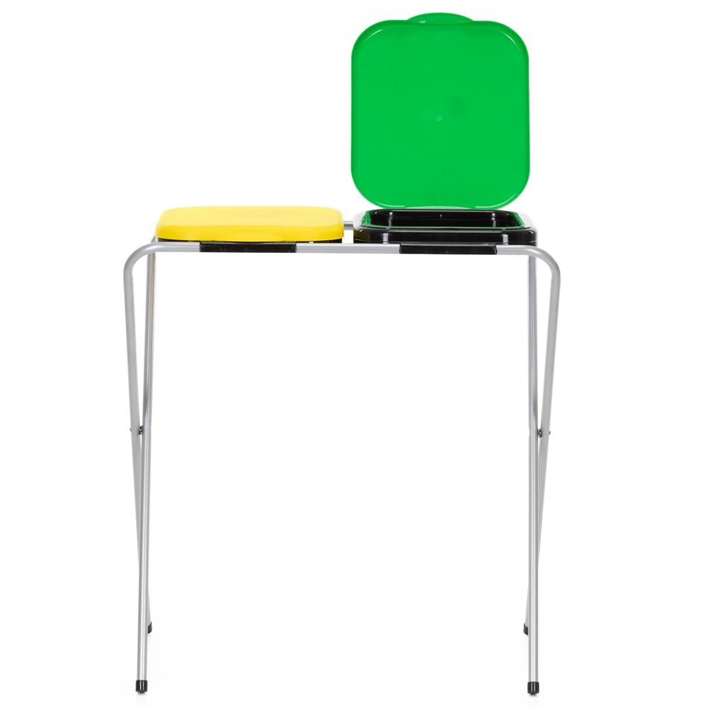 Cos de gunoi selectiv cu 2 compartimente, cadru metalic si capace PP, 68x42x75 cm
