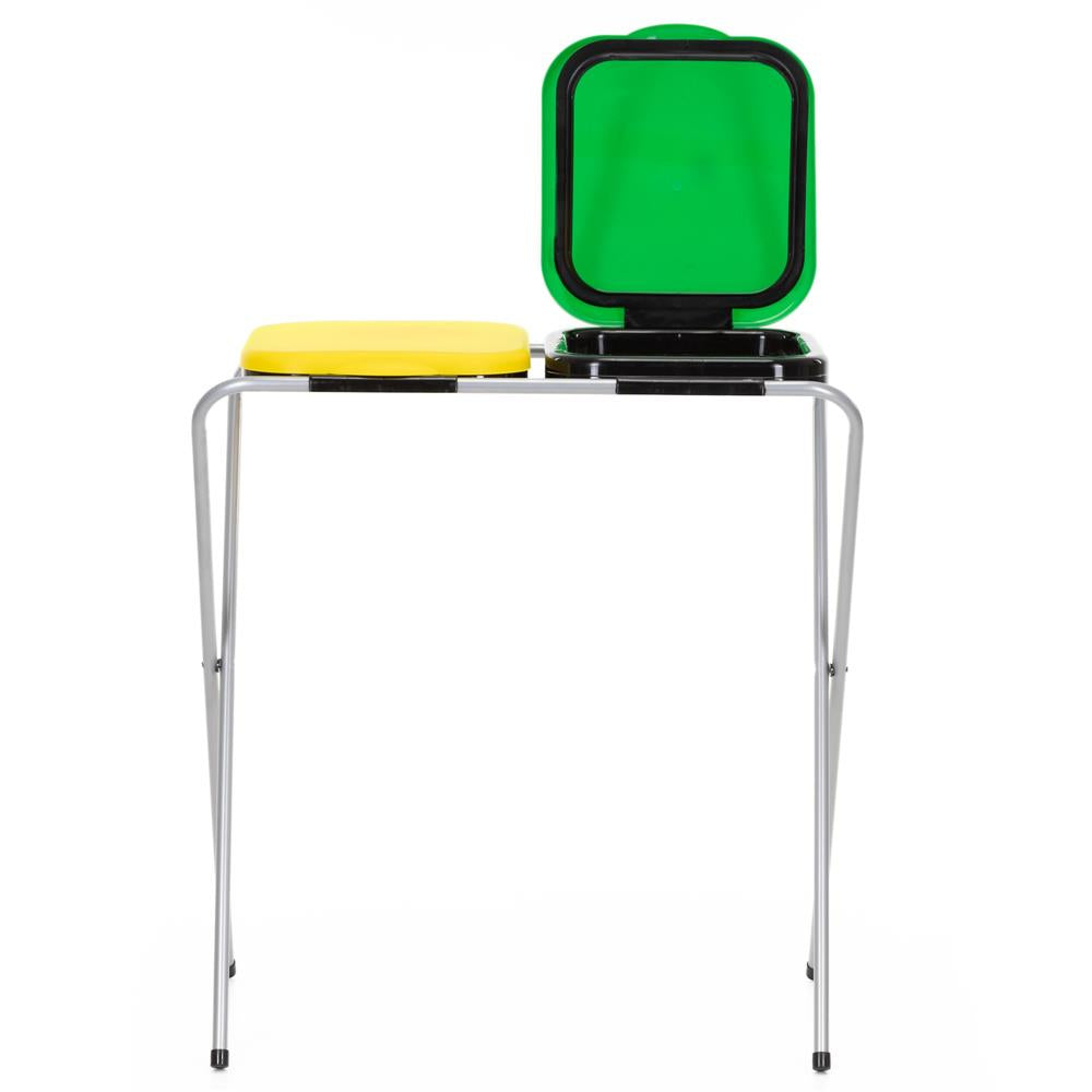 Cos de gunoi selectiv cu 2 compartimente, cadru metalic si capace PP, 68x42x75 cm