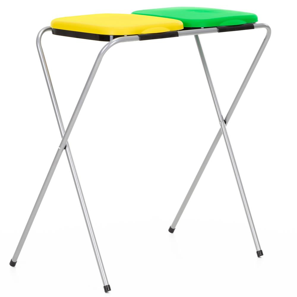 Cos de gunoi selectiv cu 2 compartimente, cadru metalic si capace PP, 68x42x75 cm