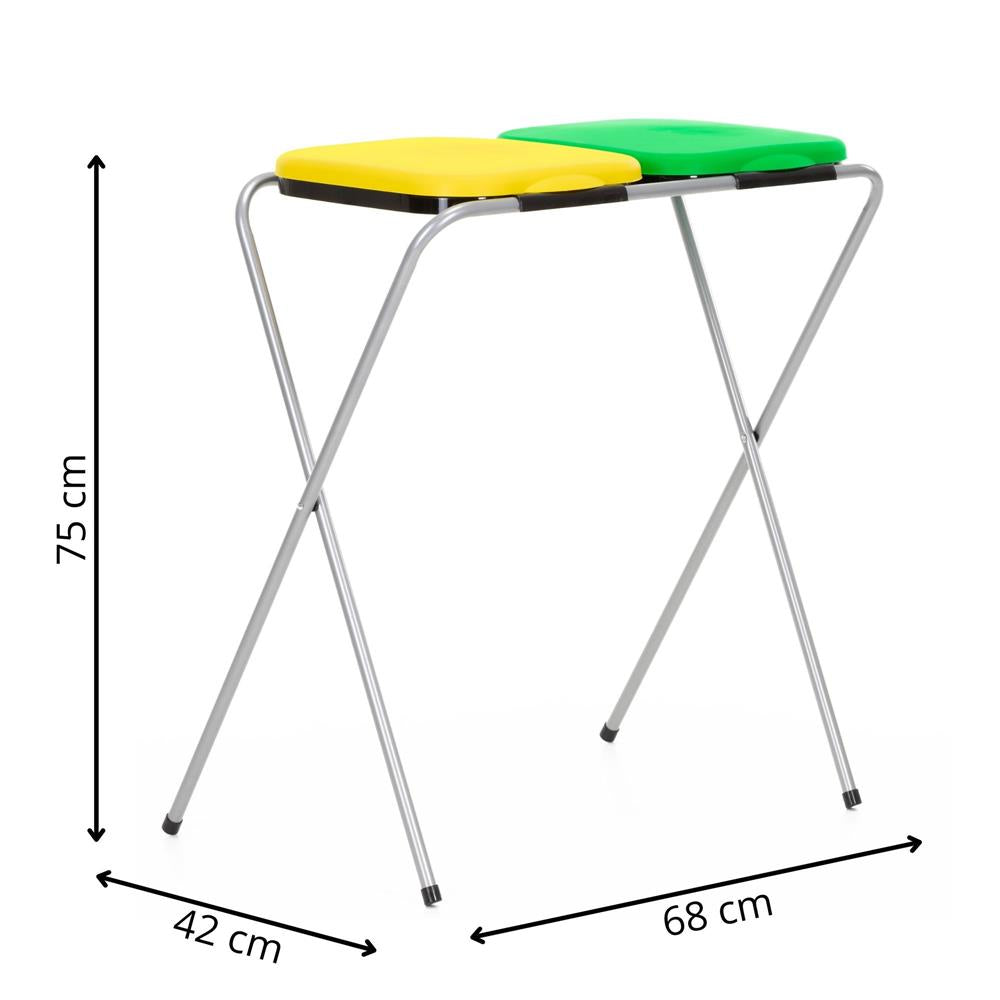 Cos de gunoi selectiv cu 2 compartimente, cadru metalic si capace PP, 68x42x75 cm