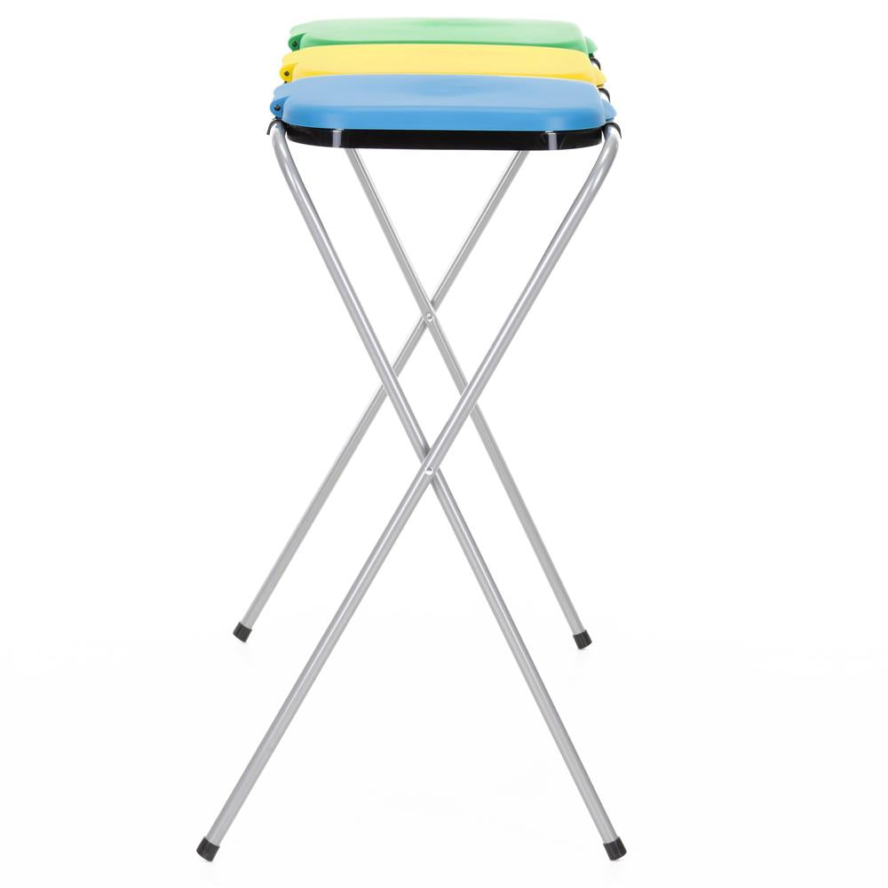 Cos de gunoi selectiv cu 3 compartimente, cadru metalic si capace PP, 98x42x74 cm