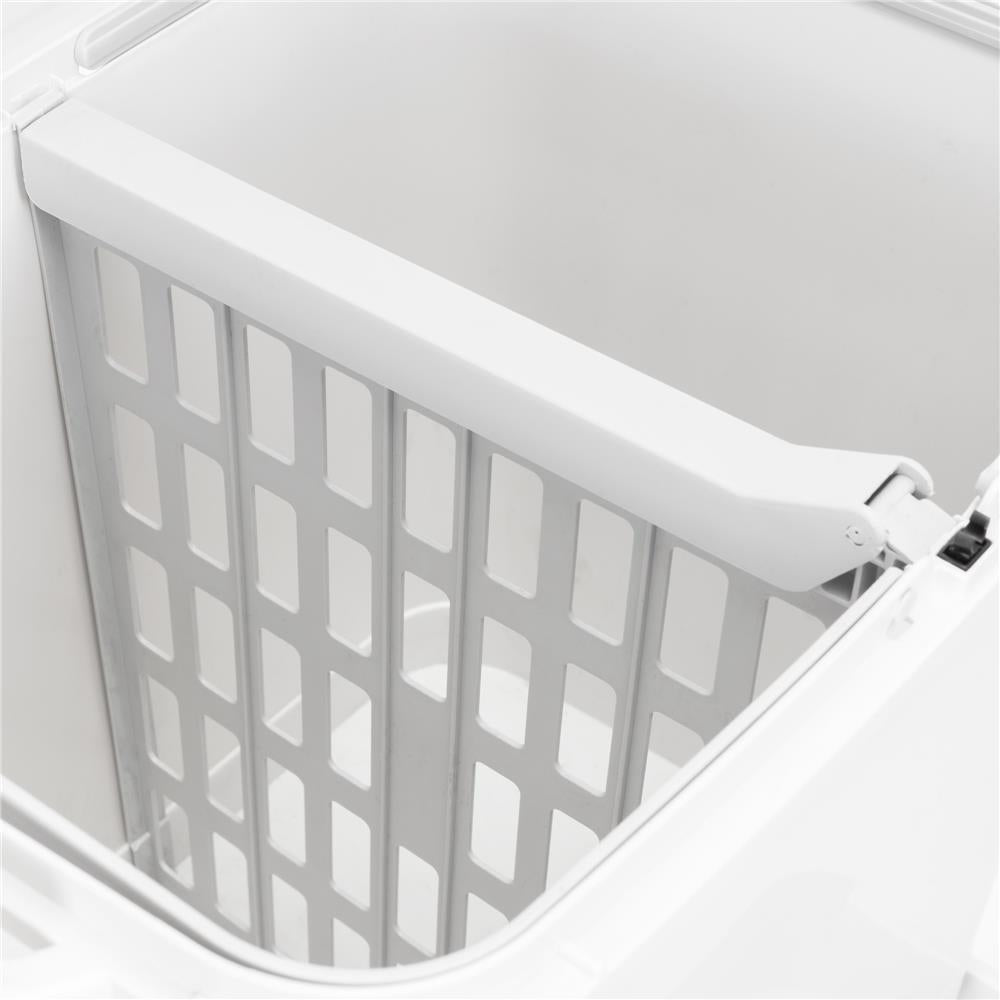 Cos de gunoi pentru colectare selectiva cu 3 compartimente, pe roti, 42 L, alb