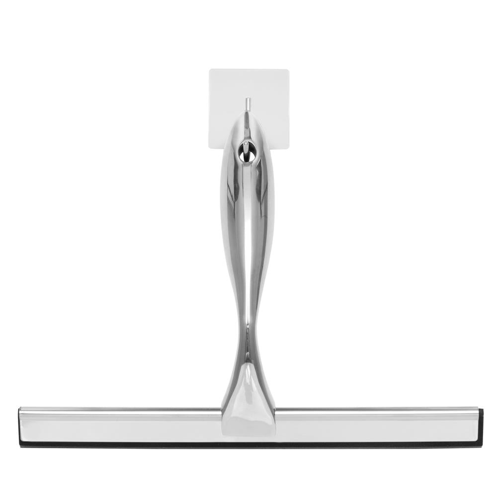 Racleta pentru baie din inox cu suport adeziv, lama 25 cm, finisaj lucios argintiu