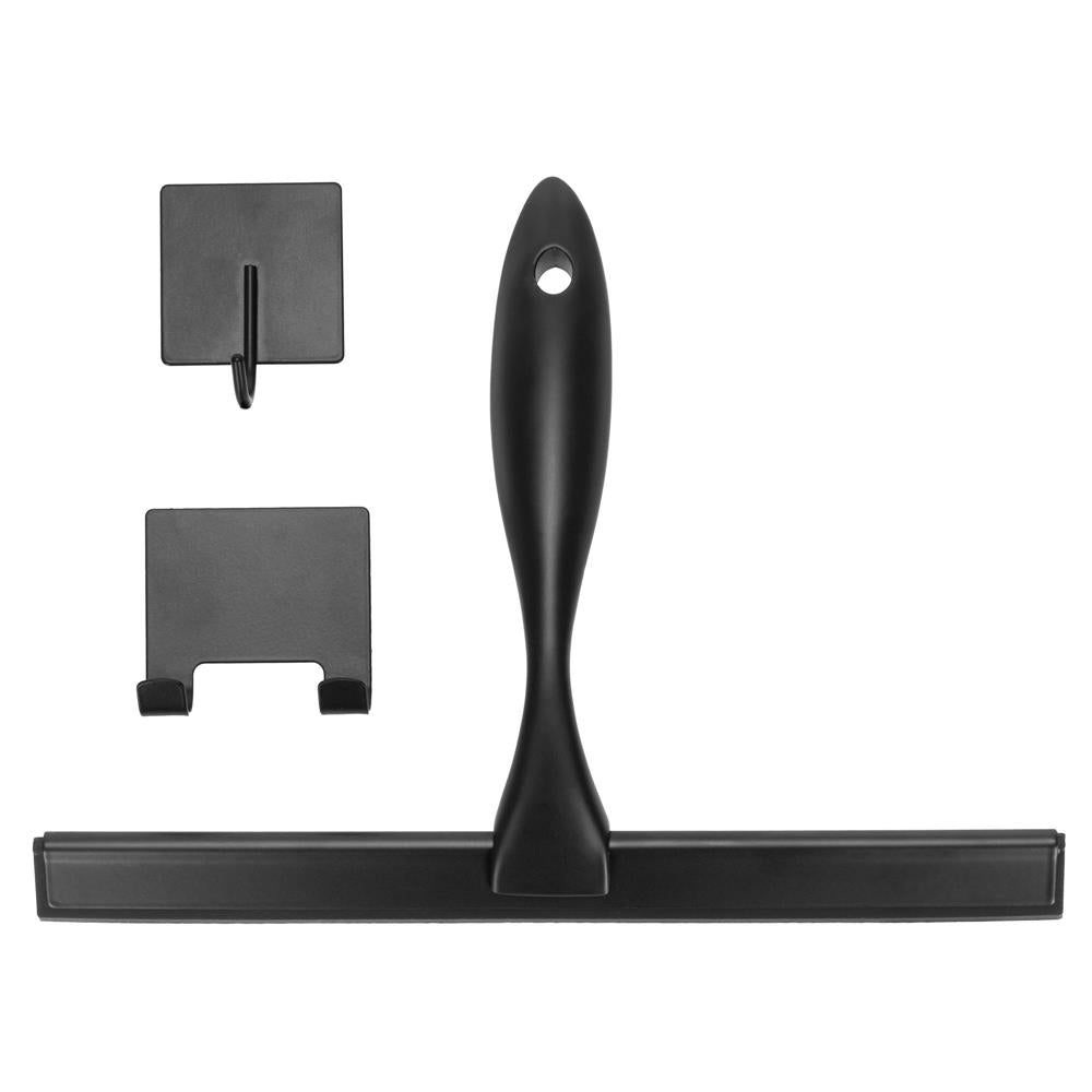 Racleta pentru baie din inox cu suport adeziv, lama 25 cm, finisaj mat negru