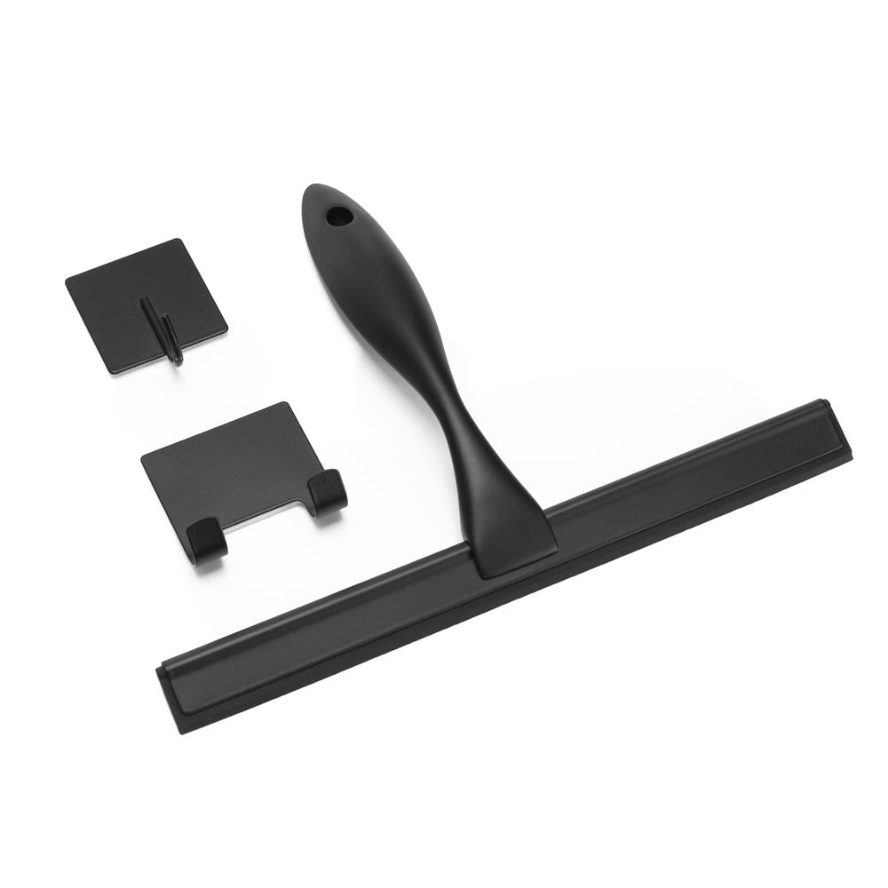 Racleta pentru baie din inox cu suport adeziv, lama 25 cm, finisaj mat negru