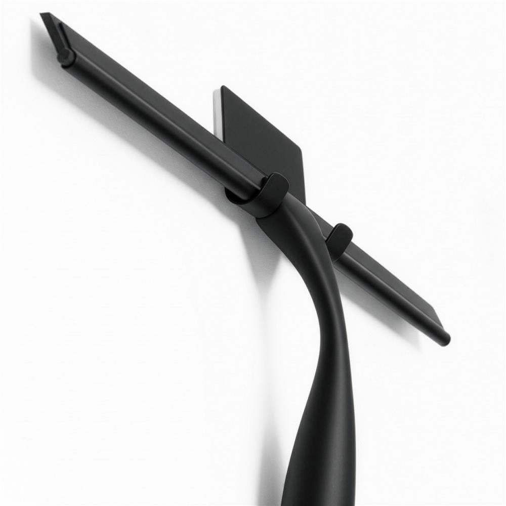 Racleta pentru baie din inox cu suport adeziv, lama 25 cm, finisaj mat negru
