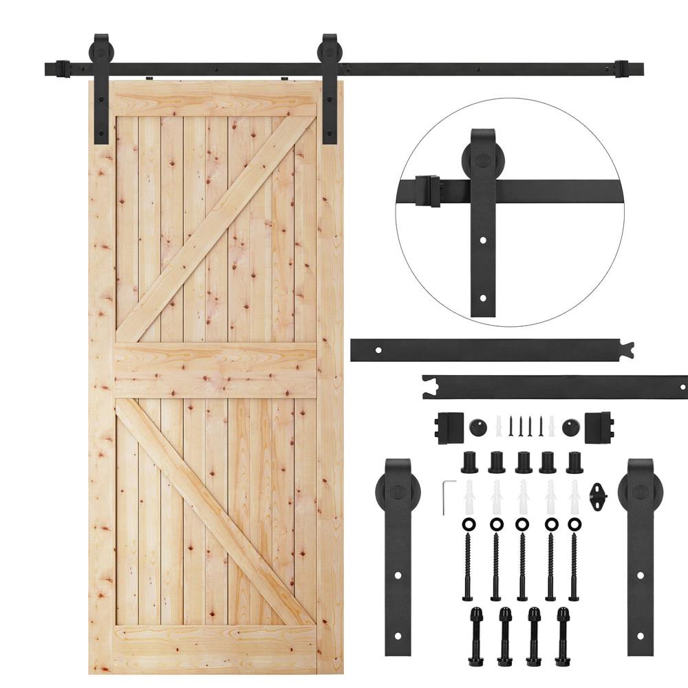 Sistem glisant pentru usa, sina metalica de ghidaj 200 cm, 2 role, montaj pe perete, negru