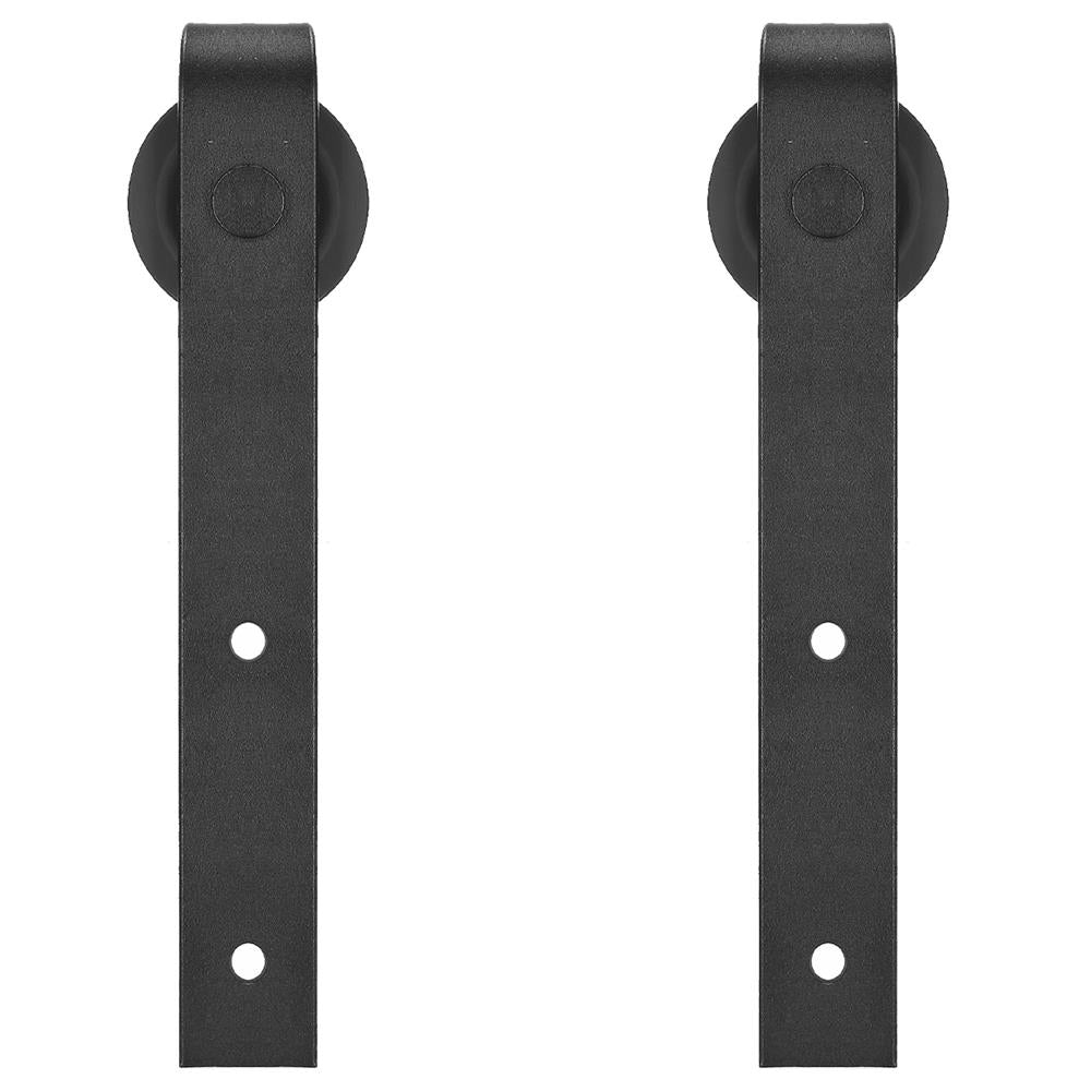 Sistem glisant pentru usa, sina metalica de ghidaj 200 cm, 2 role, montaj pe perete, negru