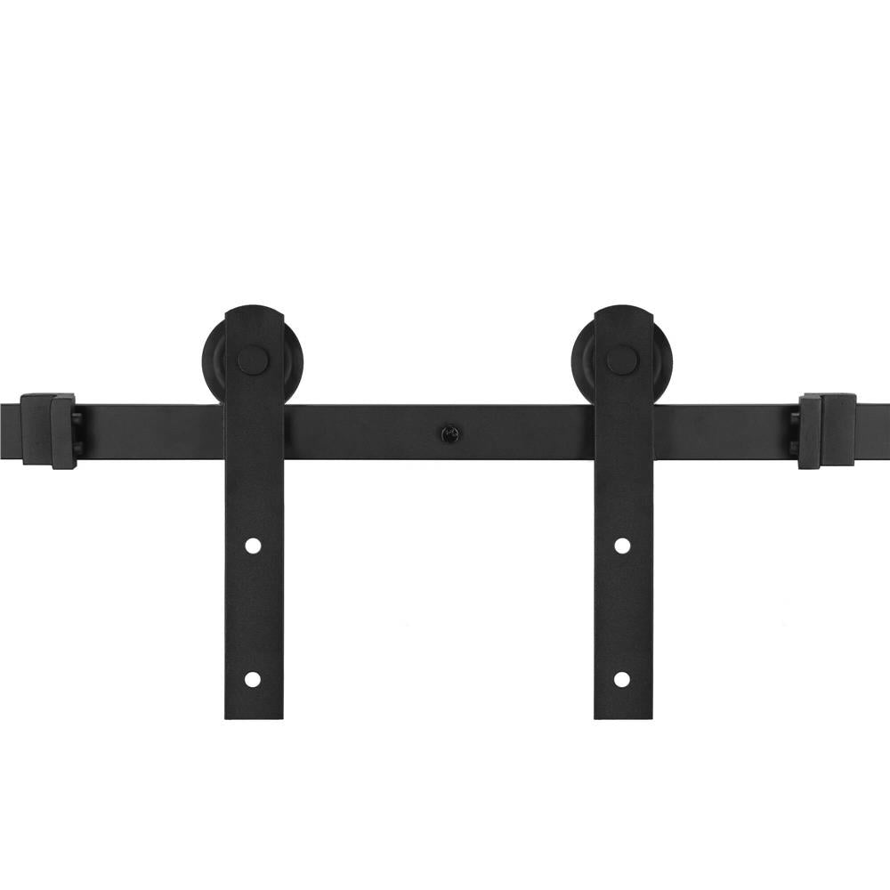 Sistem glisant pentru usa, sina metalica 183 cm, 2 role, montaj pe perete, negru
