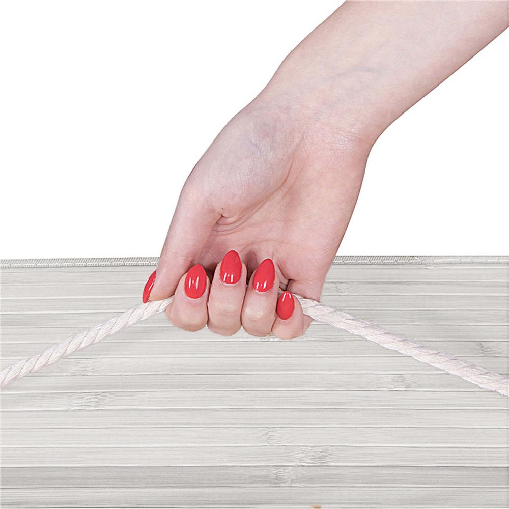 Cos pentru rufe din bambus, pliabil, cu 2 compartimente, volum 105 L, 63x52x33 cm, alb si gri inchis