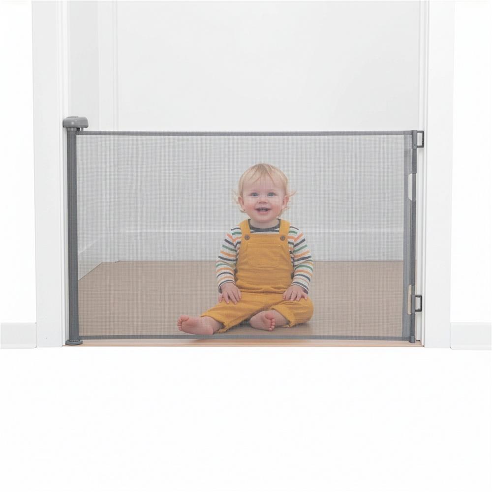 Poarta de siguranta retractabila si extensibila, pentru copii sau animale de companie, 162x86 cm, gri