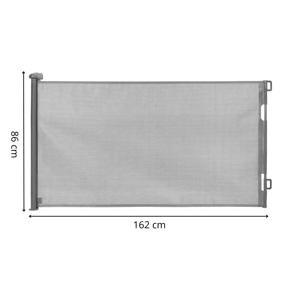 Poarta de siguranta retractabila si extensibila, pentru copii sau animale de companie, 162x86 cm, gri