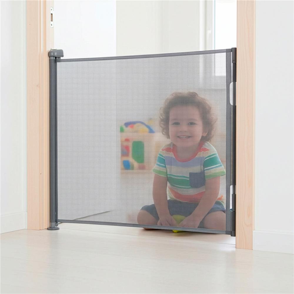 Poarta de siguranta retractabila si extensibila, pentru copii sau animale de companie, 162x86 cm, gri