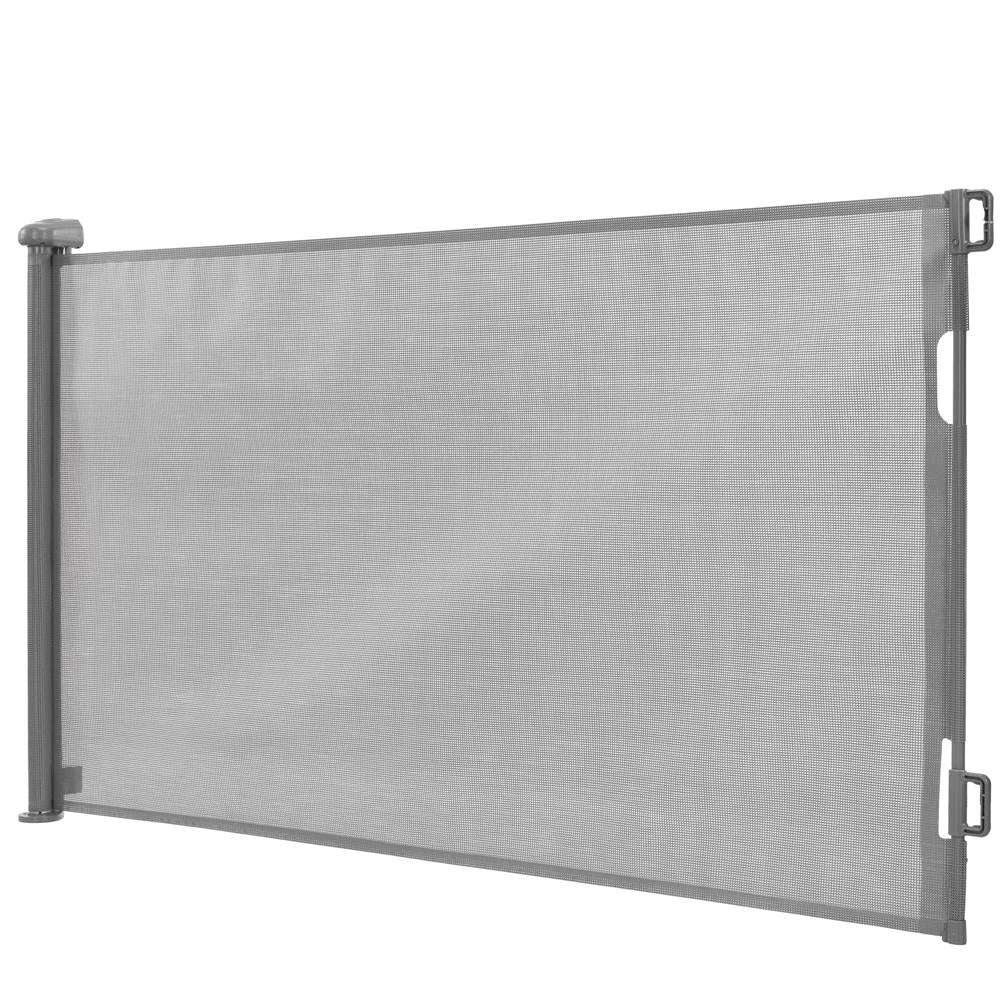 Poarta de siguranta retractabila si extensibila, pentru copii sau animale de companie, 162x86 cm, gri