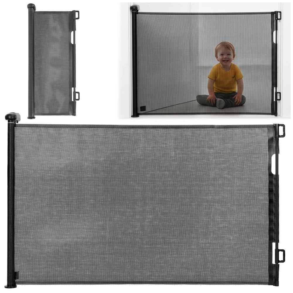 Poarta de siguranta retractabila si extensibila, pentru copii sau animale de companie, 162x86 cm, negru