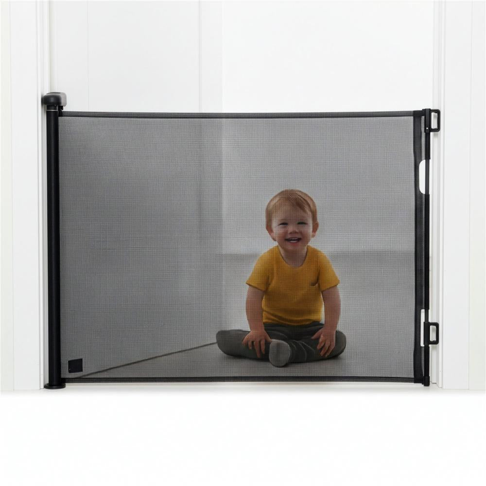 Poarta de siguranta retractabila si extensibila, pentru copii sau animale de companie, 162x86 cm, negru