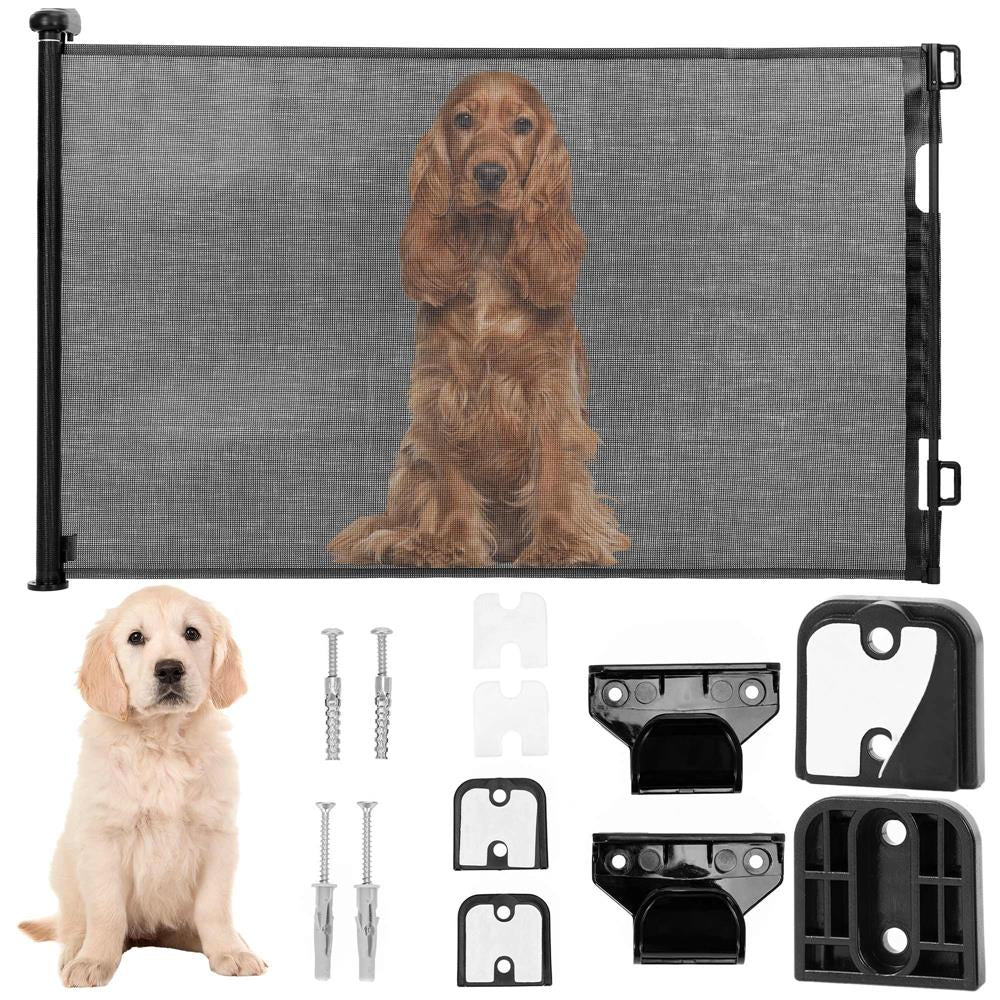 Poarta de siguranta retractabila si extensibila, pentru copii sau animale de companie, 162x86 cm, negru
