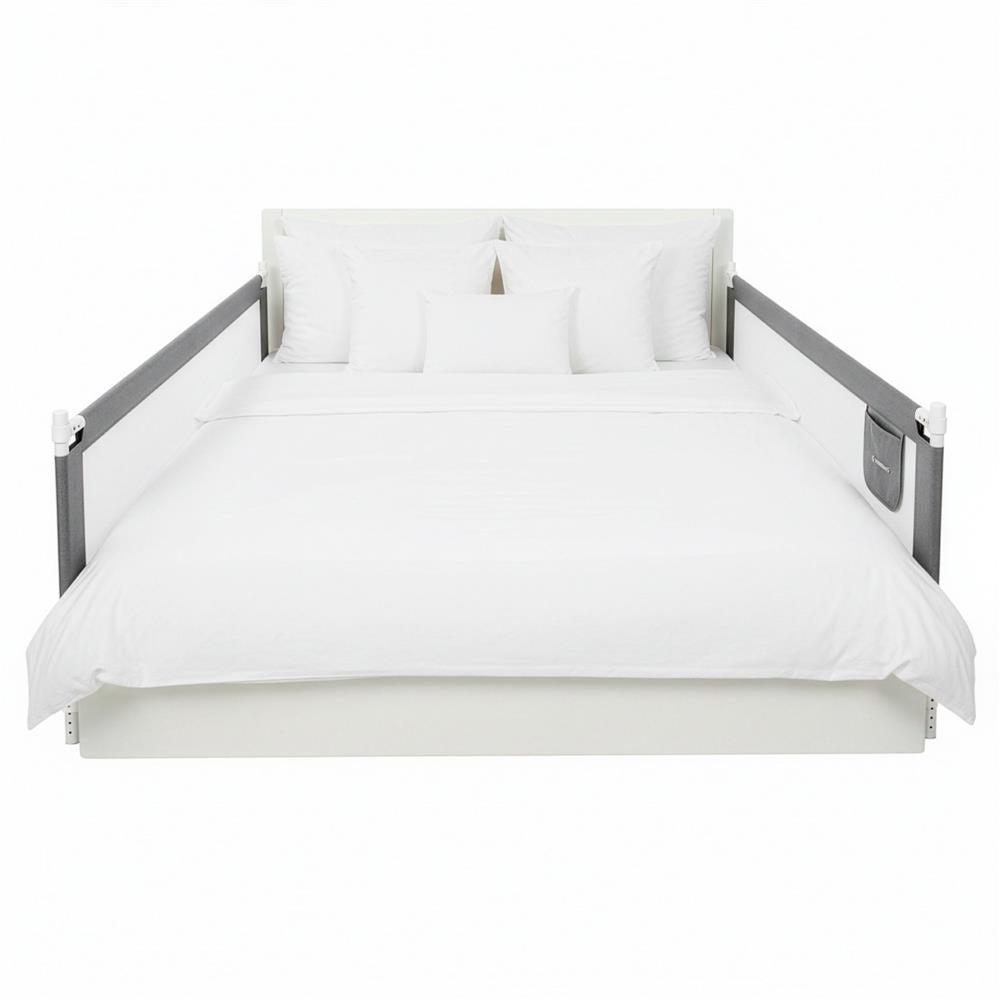 Bariera de siguranta pentru pat, protectie copii, 158 cm, reglabila pe inaltime 75-95 cm, gri