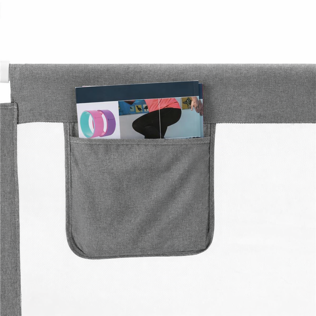 Bariera de siguranta pentru pat, protectie copii, 158 cm, reglabila pe inaltime 75-95 cm, gri