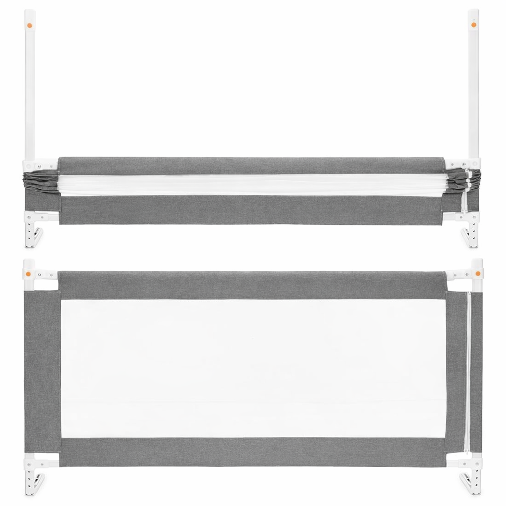 Bariera de siguranta pentru pat, protectie copii, 158 cm, reglabila pe inaltime 75-95 cm, gri