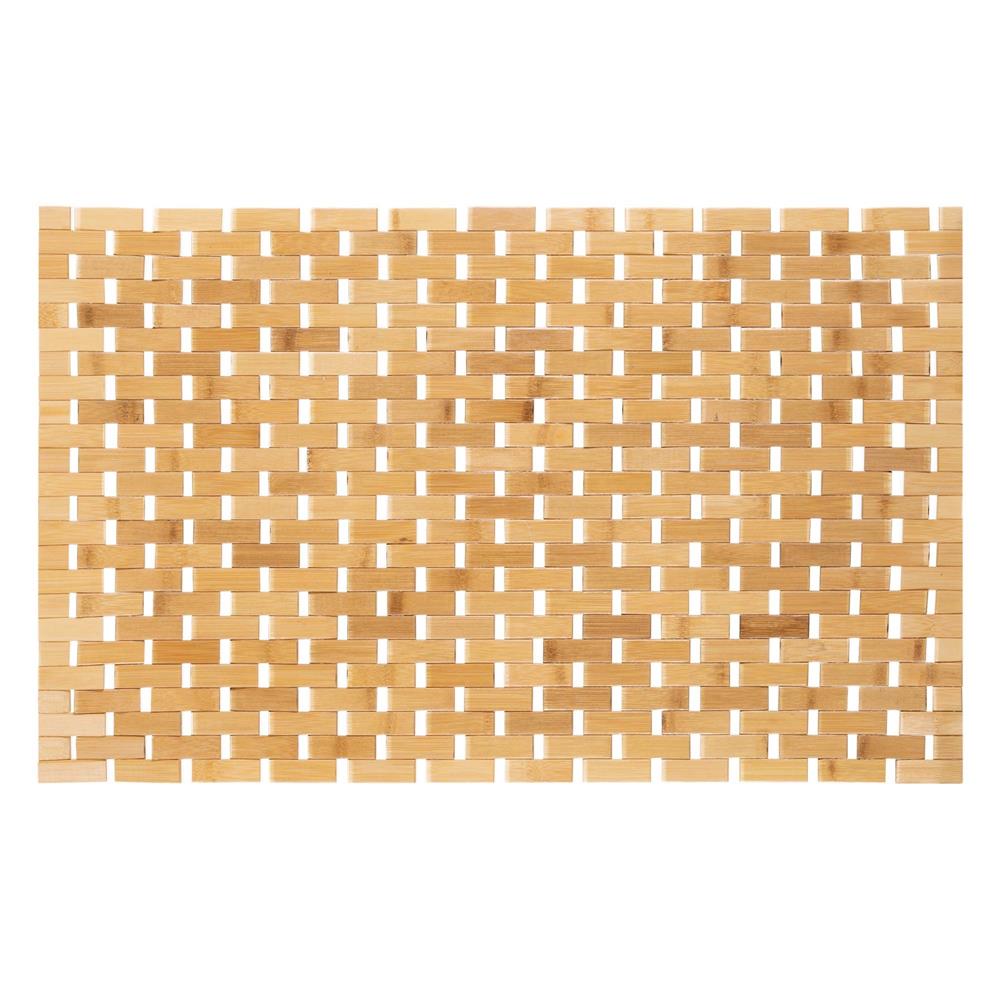 Covor antiderapant din bambus pentru baie, lamele verticale, 50x80 cm, maro natur