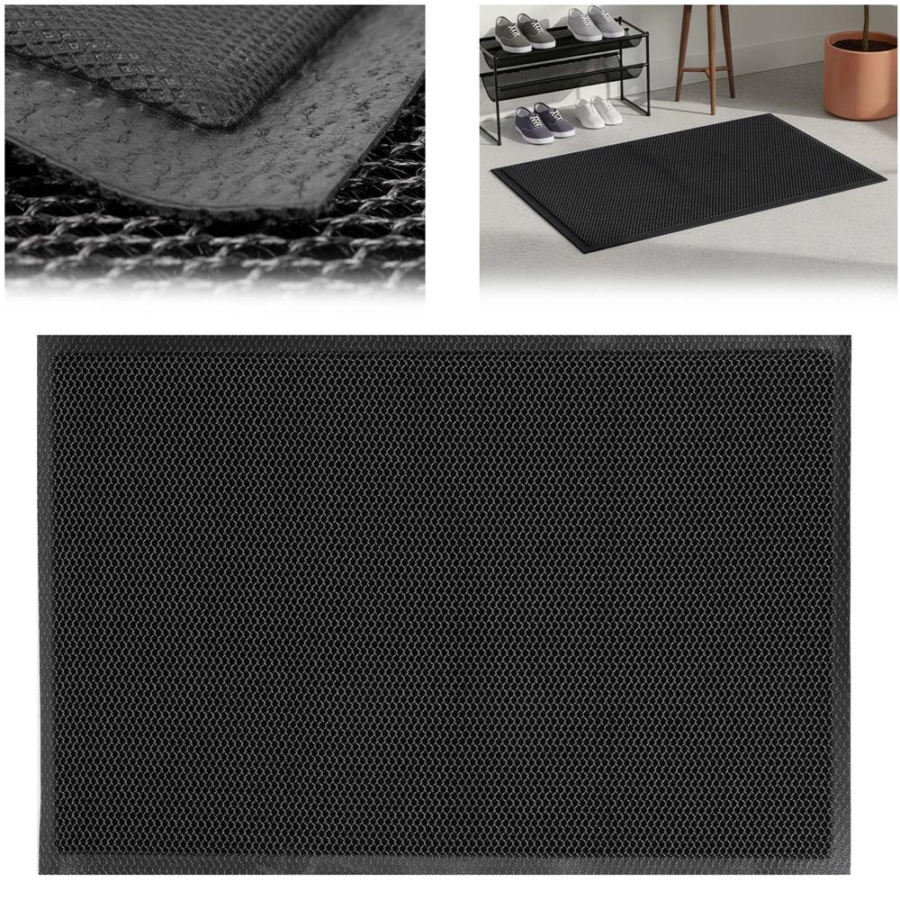 Covoras intrare absorbant tip plasa, PVC antiderapant, 60x90 cm, negru
