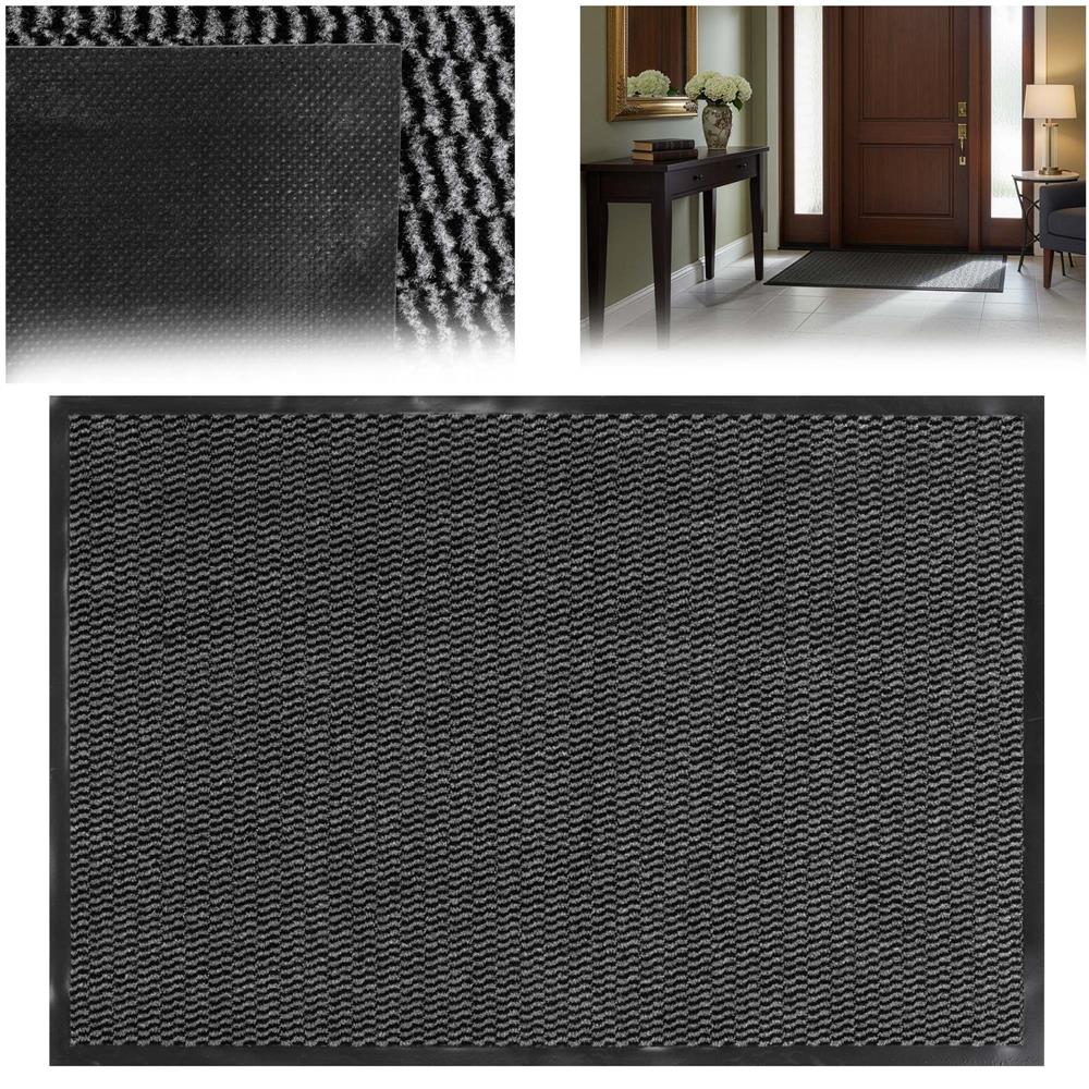 Covoras intrare absorbant antimurdarie, PVC antiderapant, 60x90 cm, gri