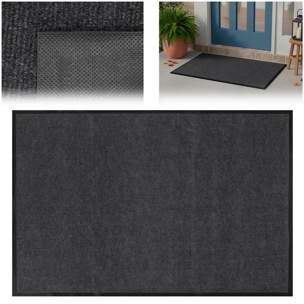 Covoras intrare absorbant antimurdarie, PVC antiderapant, 80x120 cm, gri