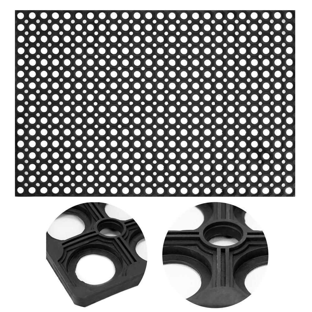 Covor de cauciuc perforat pentru intrare, PVC antiderapant, 60x90 cm, negru