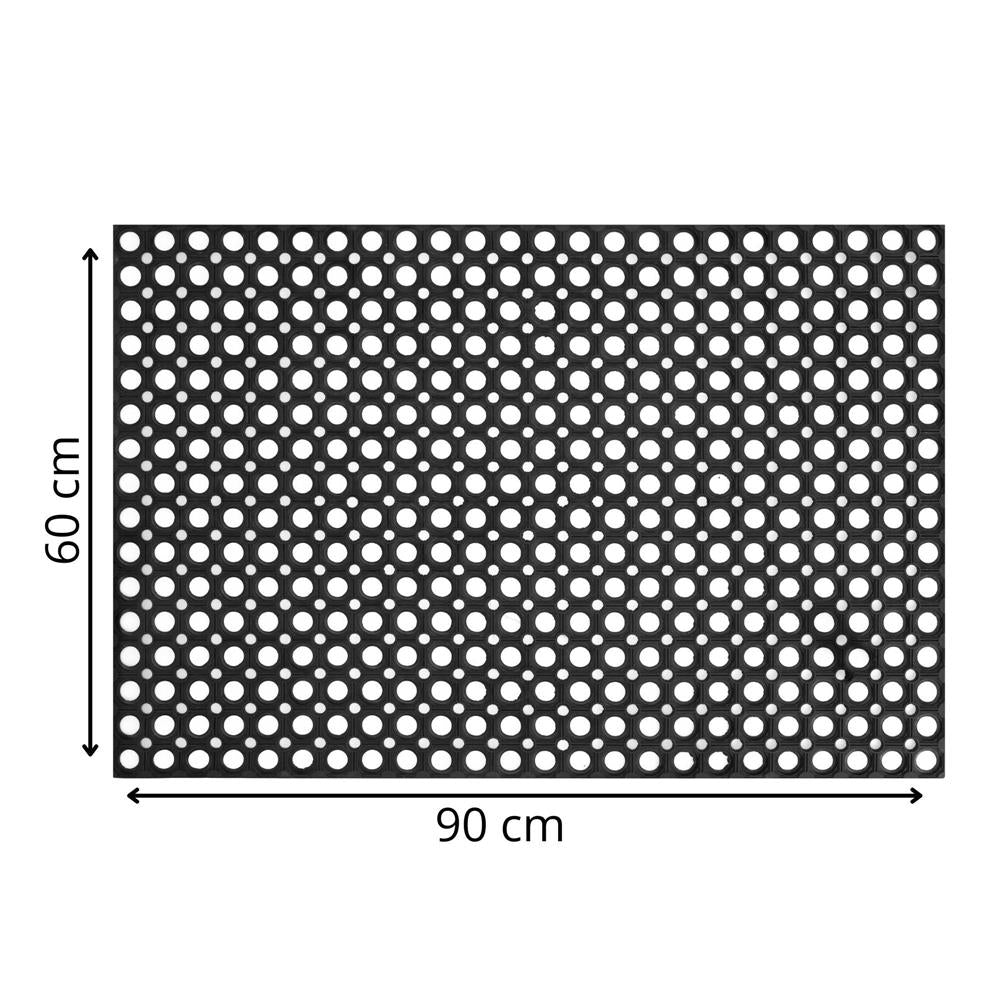 Covor de cauciuc perforat pentru intrare, PVC antiderapant, 60x90 cm, negru
