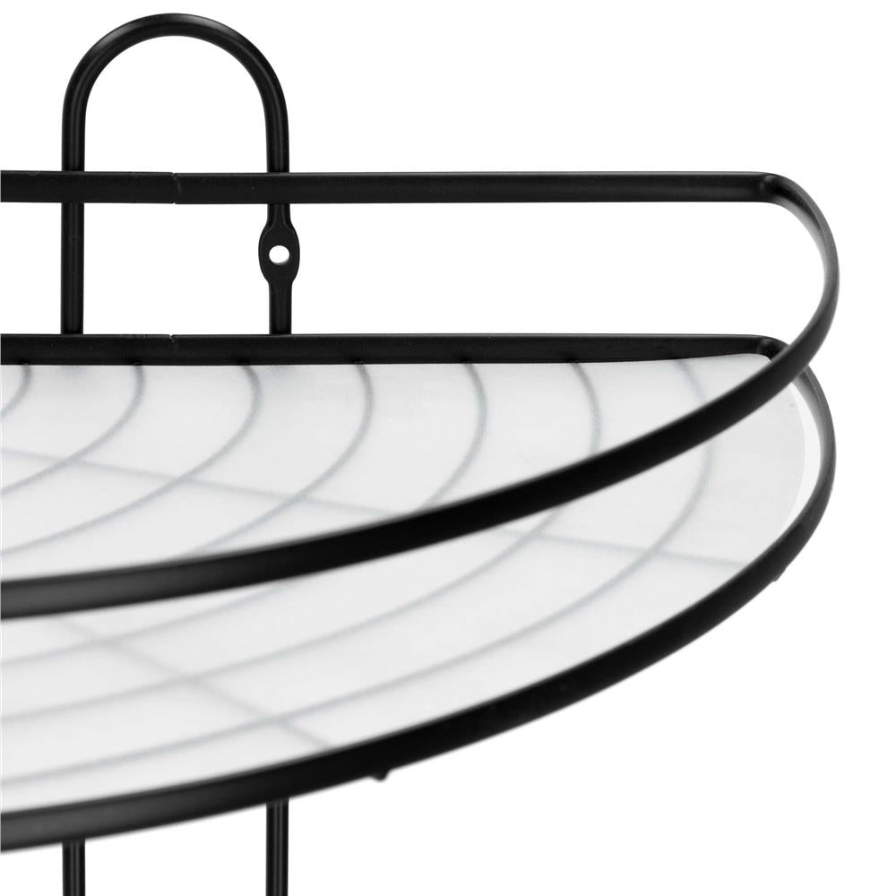 Etajera de colt pentru dus, cu 3 polite, montaj pe perete, inox, 25x25x59 cm, negru