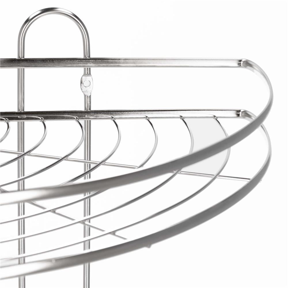 Etajera de colt pentru dus, cu 3 polite, montaj pe perete, inox, 25x25x59 cm, argintiu