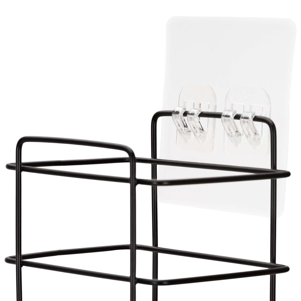 Set 5 polite metalice pentru dus cu montaj autoadeziv, inox, negru mat