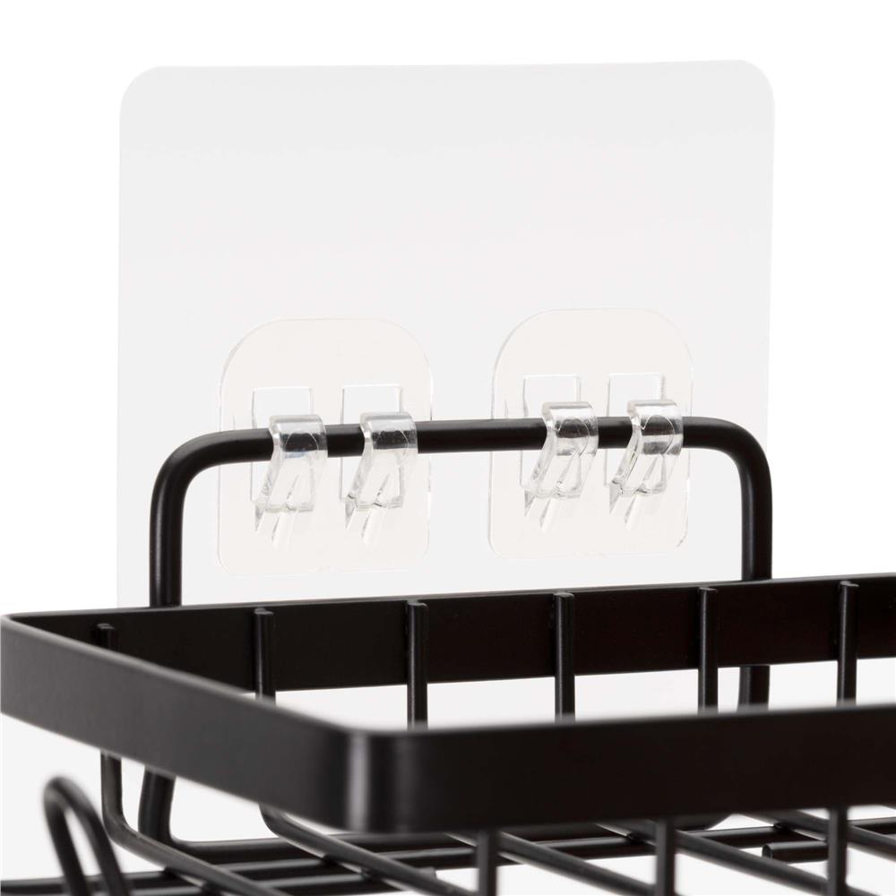 Set 5 polite metalice pentru dus cu montaj autoadeziv, inox, negru mat