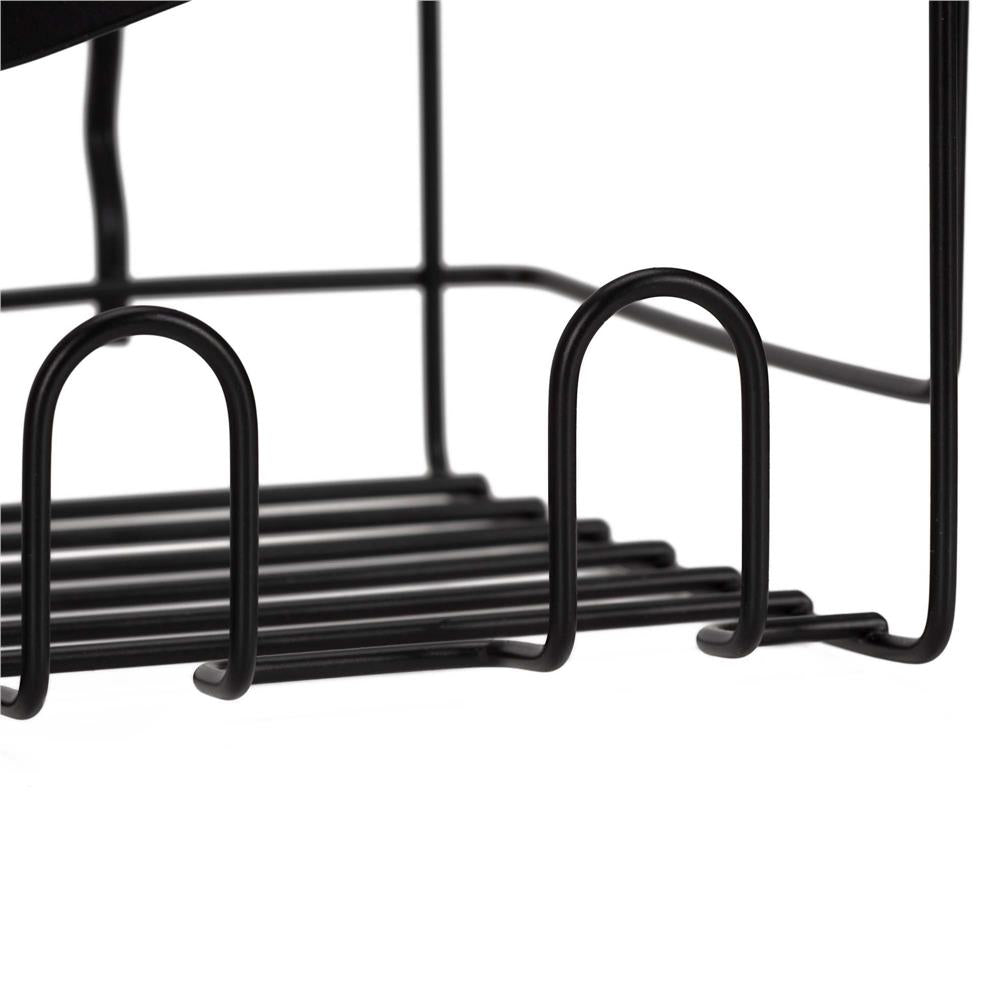 Set 5 polite metalice pentru dus cu montaj autoadeziv, inox, negru mat
