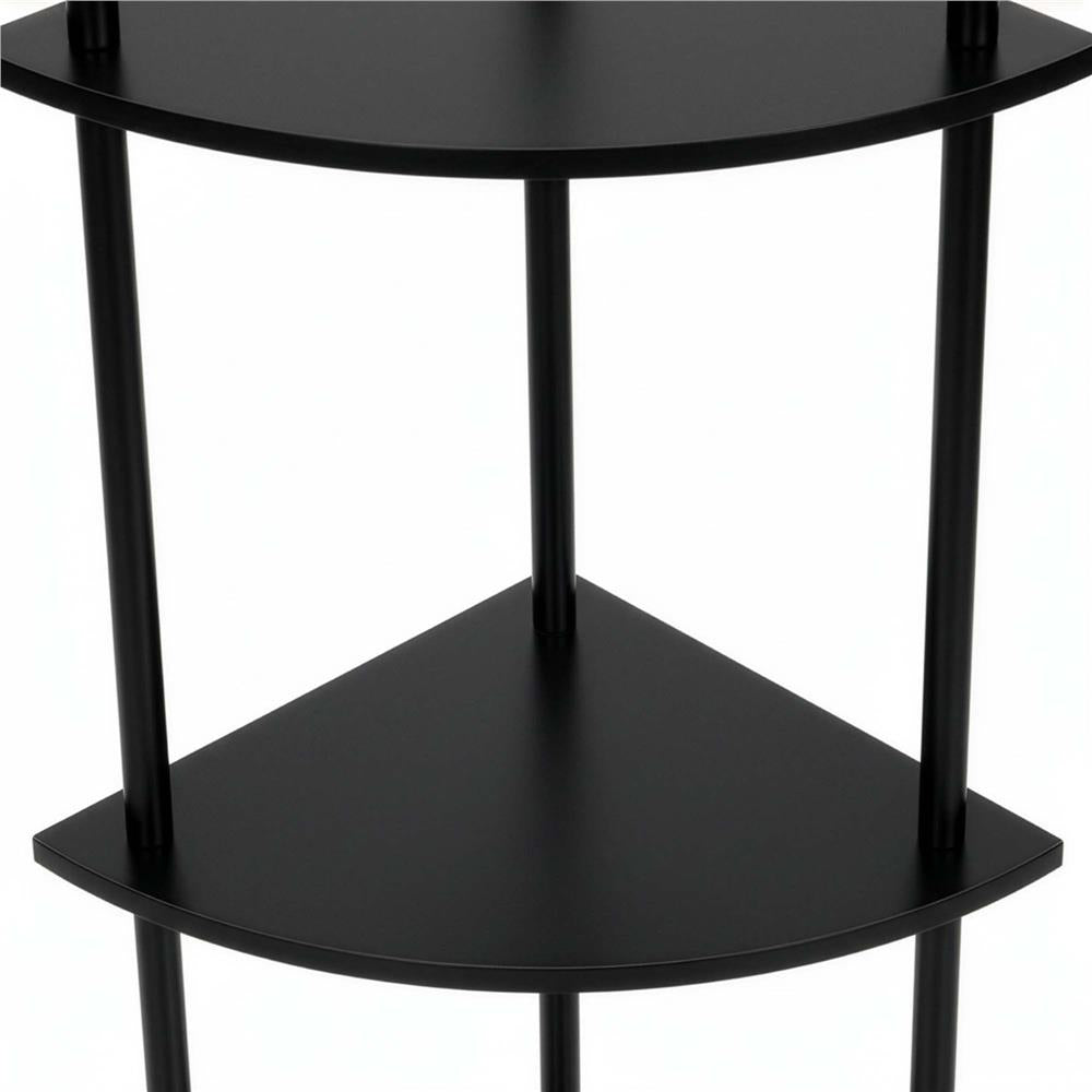 Raft de colt cu 5 polite, MDF, cadru metalic, 148x30x30 cm, negru