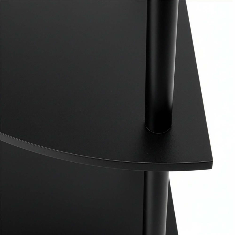 Raft de colt cu 5 polite, MDF, cadru metalic, 148x30x30 cm, negru