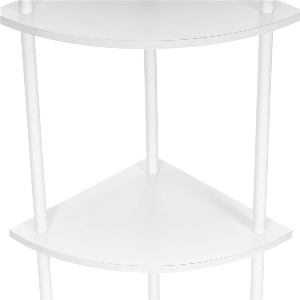 Raft de colt cu 5 polite, MDF, cadru metalic, 148x30x30 cm, alb